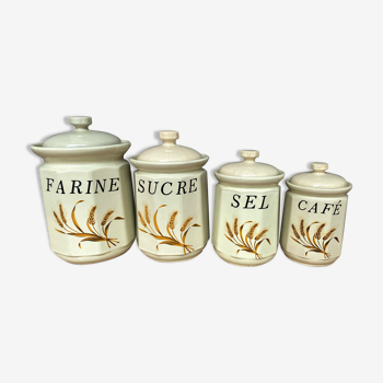 Series of 4 ceramic spice pots