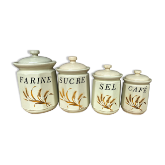 Series of 4 ceramic spice pots