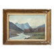 Painting "River of the Alps", Oil on panel, framed