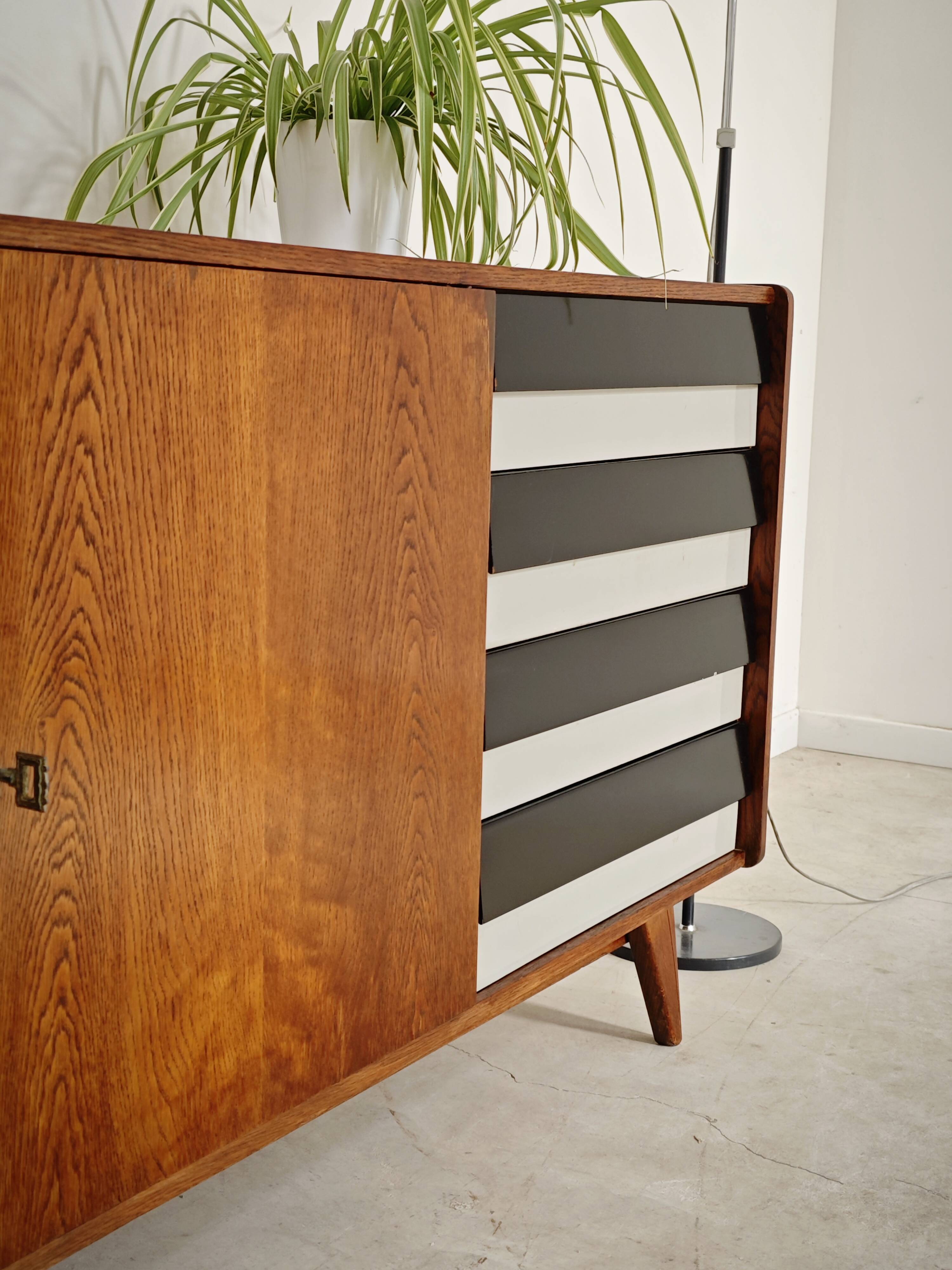 Black and white U 460 sideboard by Jiri Jiroutek for Interier Praha 1960