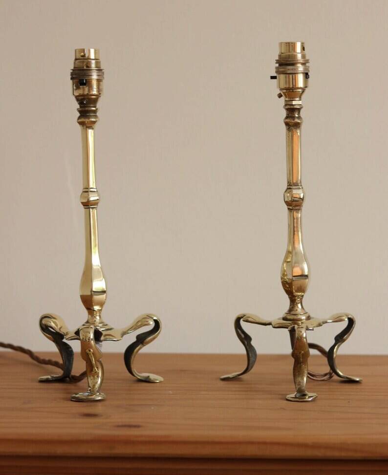 Pair Of Victorian Antique Brass Pullman Railway Carriage Table Lamps