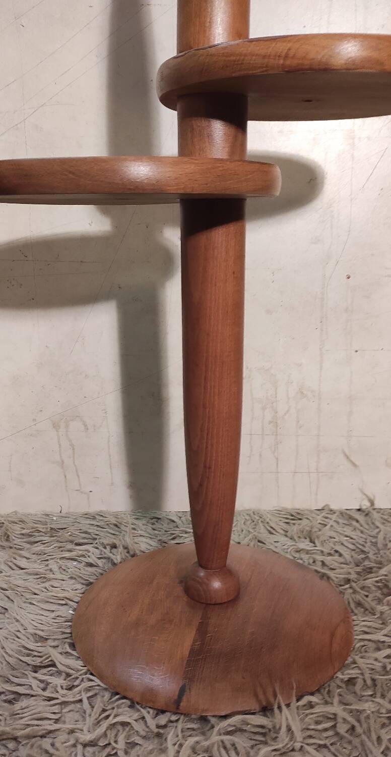 Art Deco pedestal table in varnished solid wood - 1940s