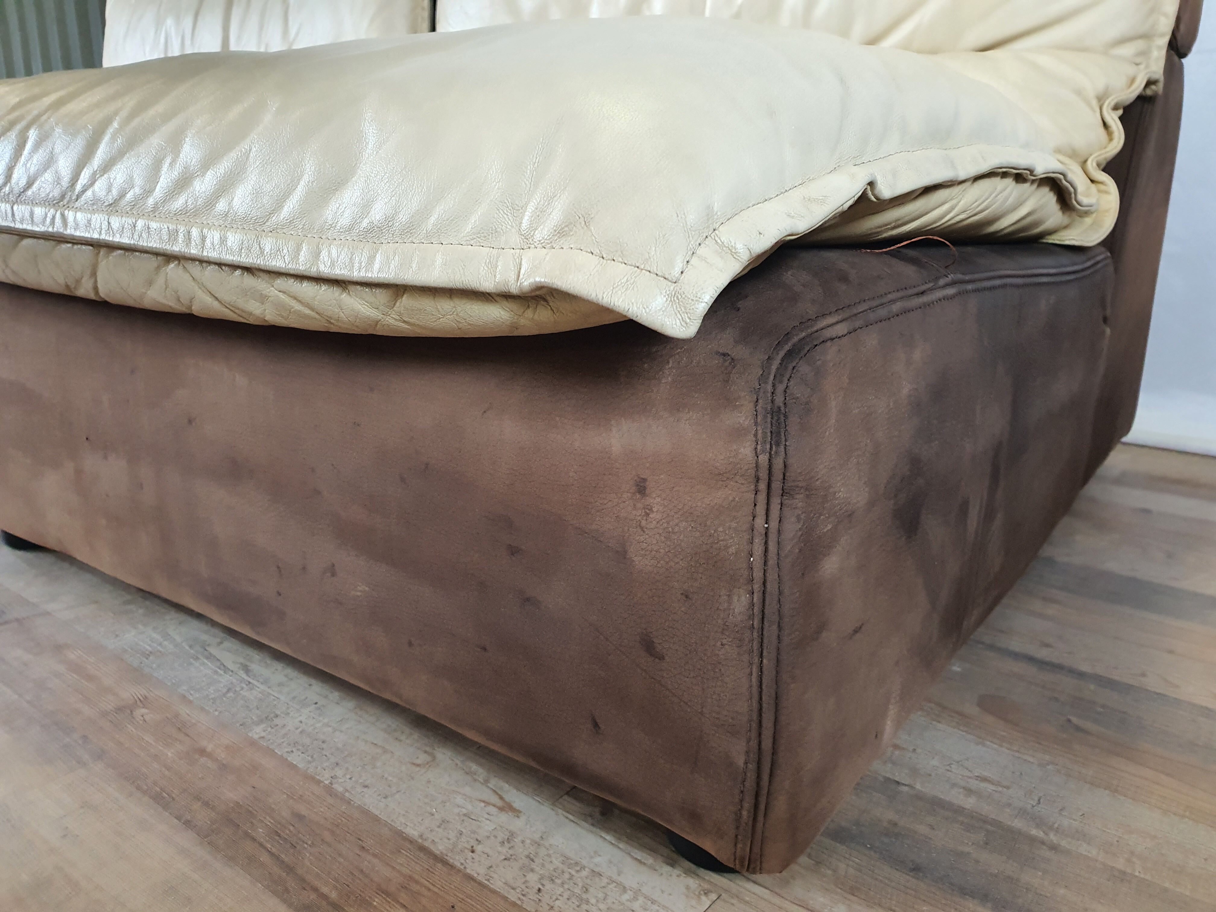 Modular sofa in leather and suede
