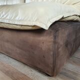 Modular sofa in leather and suede