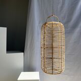 Large lantern-shaped rattan pendant lamp H50 D24