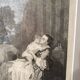 Gravure ancienne du XIXème cadre doré -  la maternité - lithographie d’époque