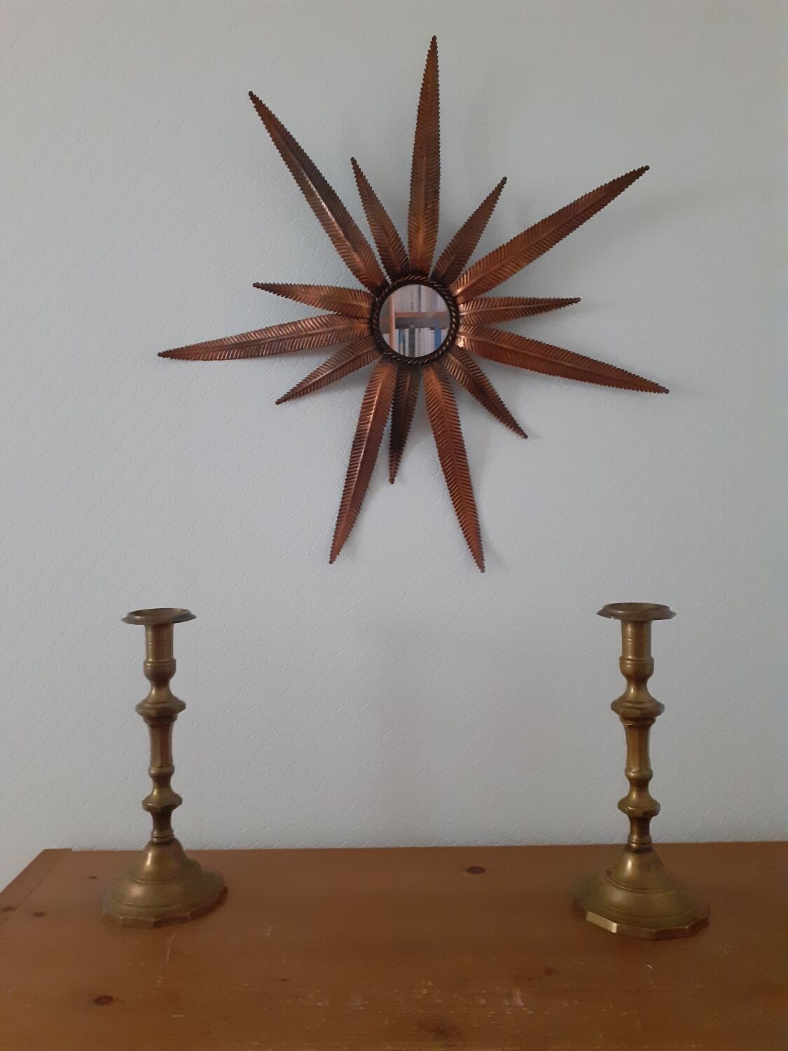 Pair of large bronze or brass candle holders