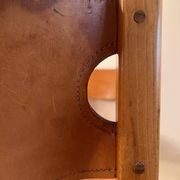 Chaises vintage en orme et cuir par Maison Regain, années 1970, lot de 6
