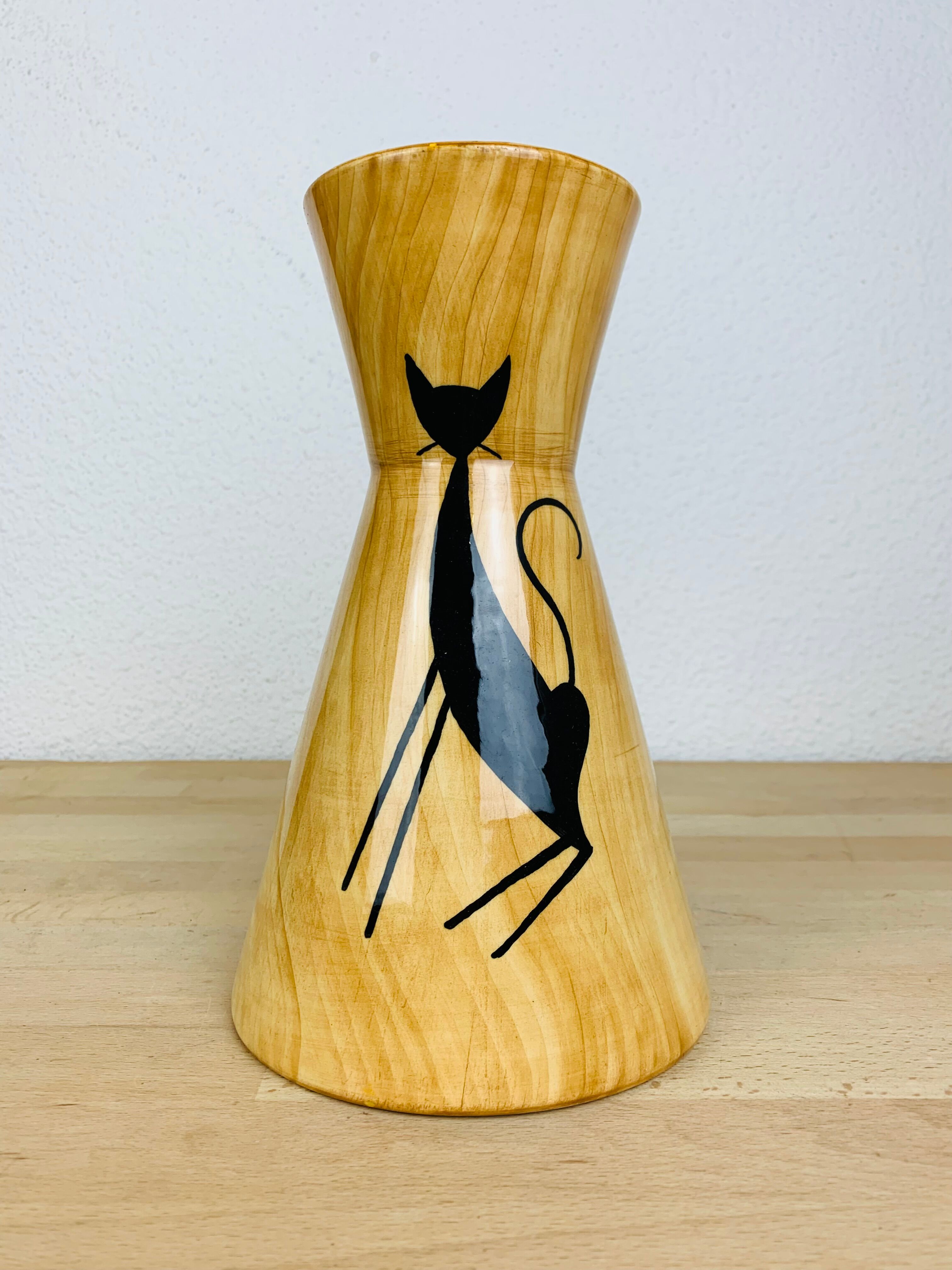 Vase Grandjean Jourdan form diabolo cat, ceramic wood effect