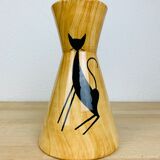 Vase Grandjean Jourdan form diabolo cat, ceramic wood effect