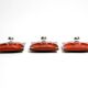 Three beautiful original 1970s Space Age red ceramic wall lamps
