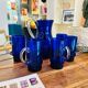 Cobalt blue Murano vintage carafe and glasses by