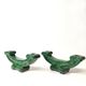 Pair of Art Deco green ceramic candlesticks by Santiago Rodriguez Bonome Paris