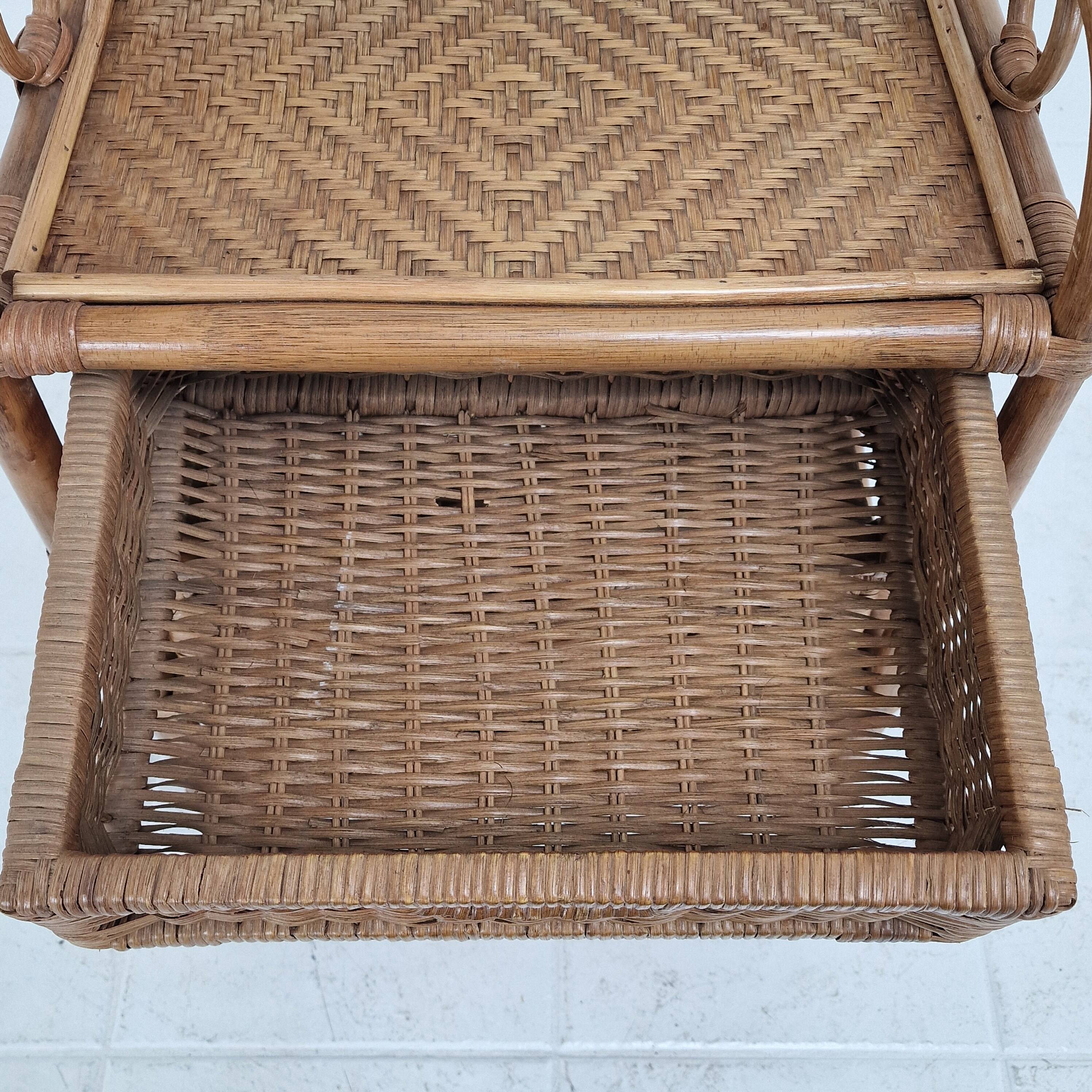 Italian Rattan and Wicker Three-Drawer Chest, 1970s