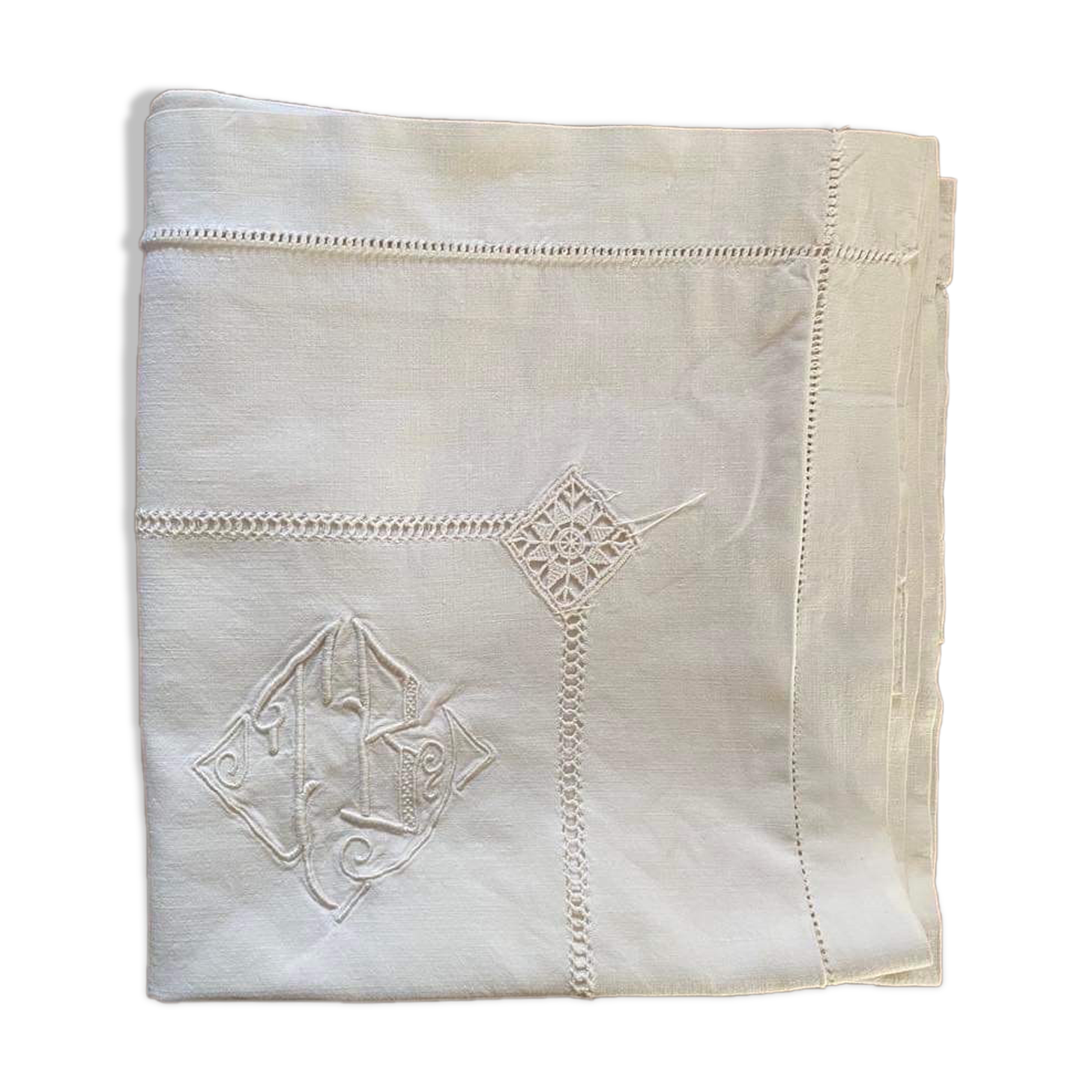 Cotton pillowcase embroidered monogram JB.