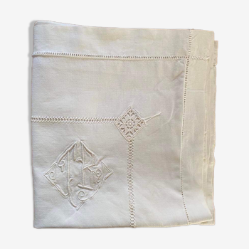 Cotton pillowcase embroidered monogram JB.