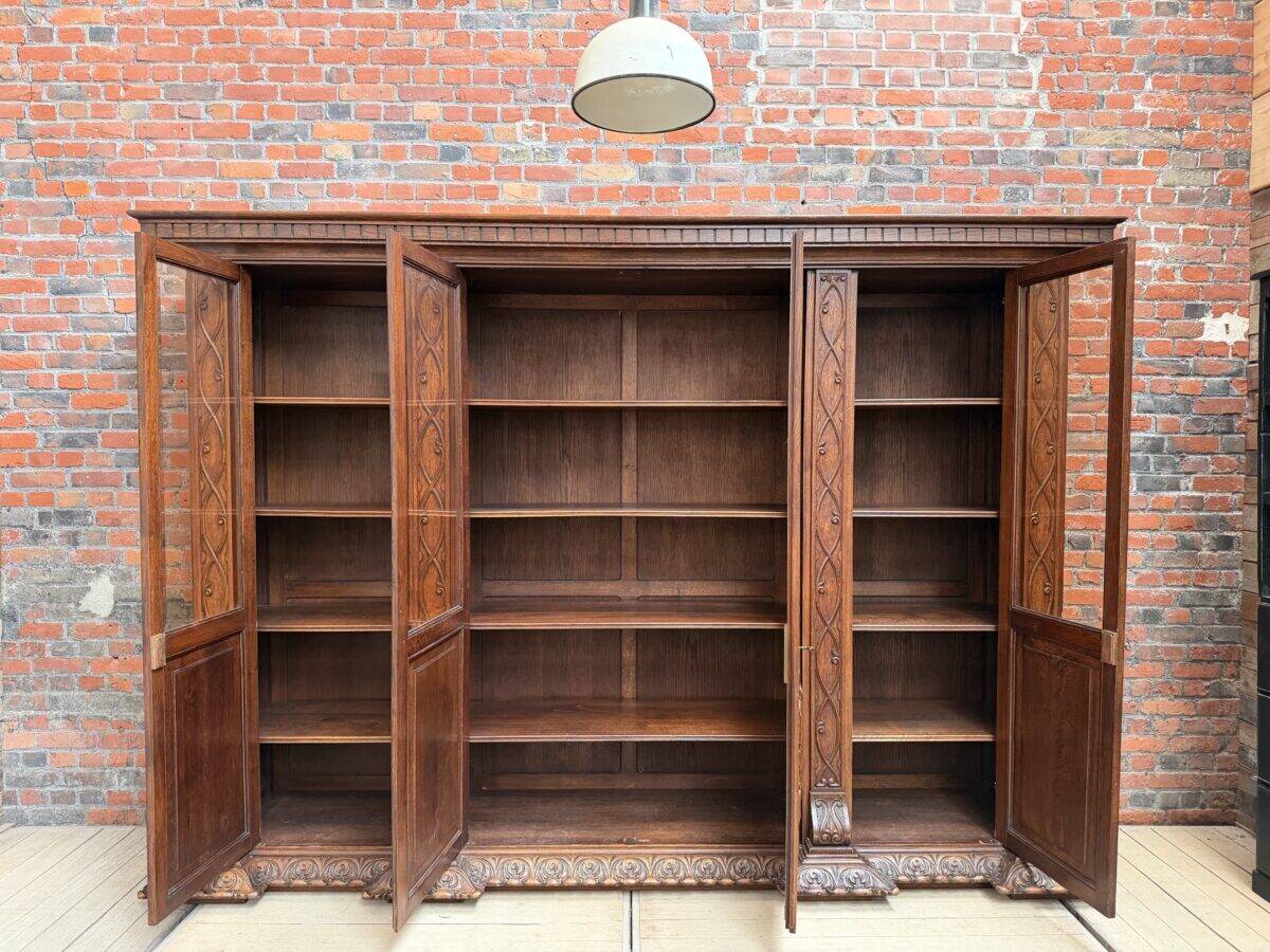 Large oak pharmacy display cabinet