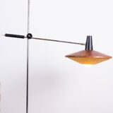 Large tilting floor lamp in steel and teak by Georges Frydman 1960.