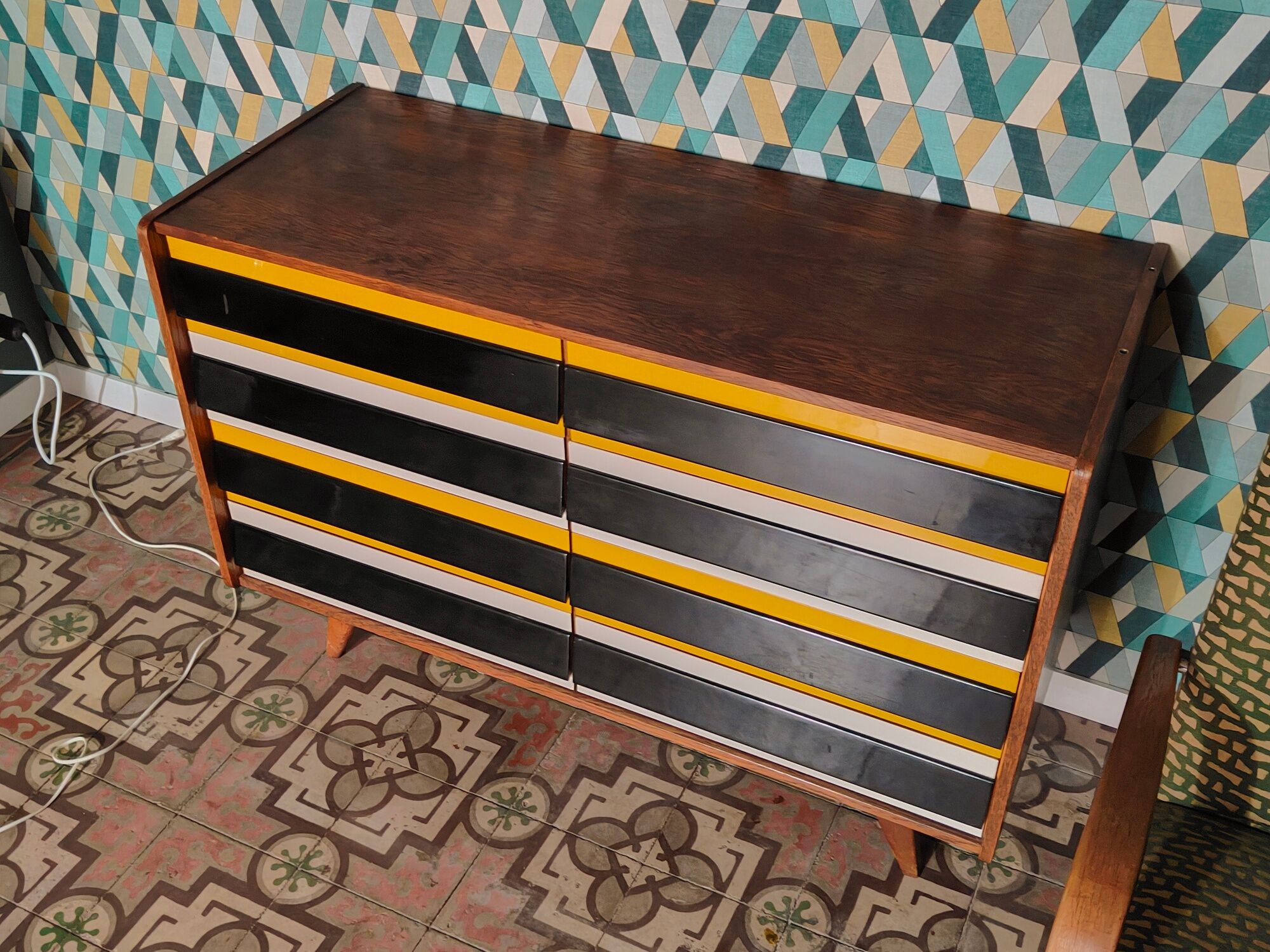 Chest of drawers U 453 Yellow by Jiri Jiroutek for Interier Praha, old edition from 1962