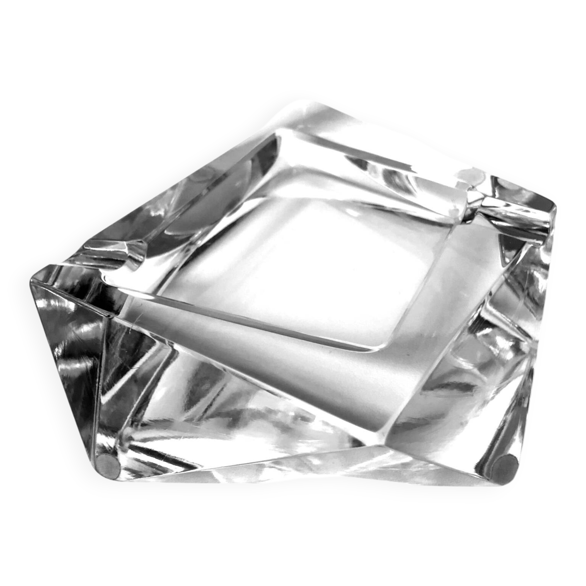 Cendrier Asymétrique Vintage • Cristal • 1970-80