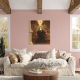 Tableau religieux ancien huile sur toile Saint en extase
