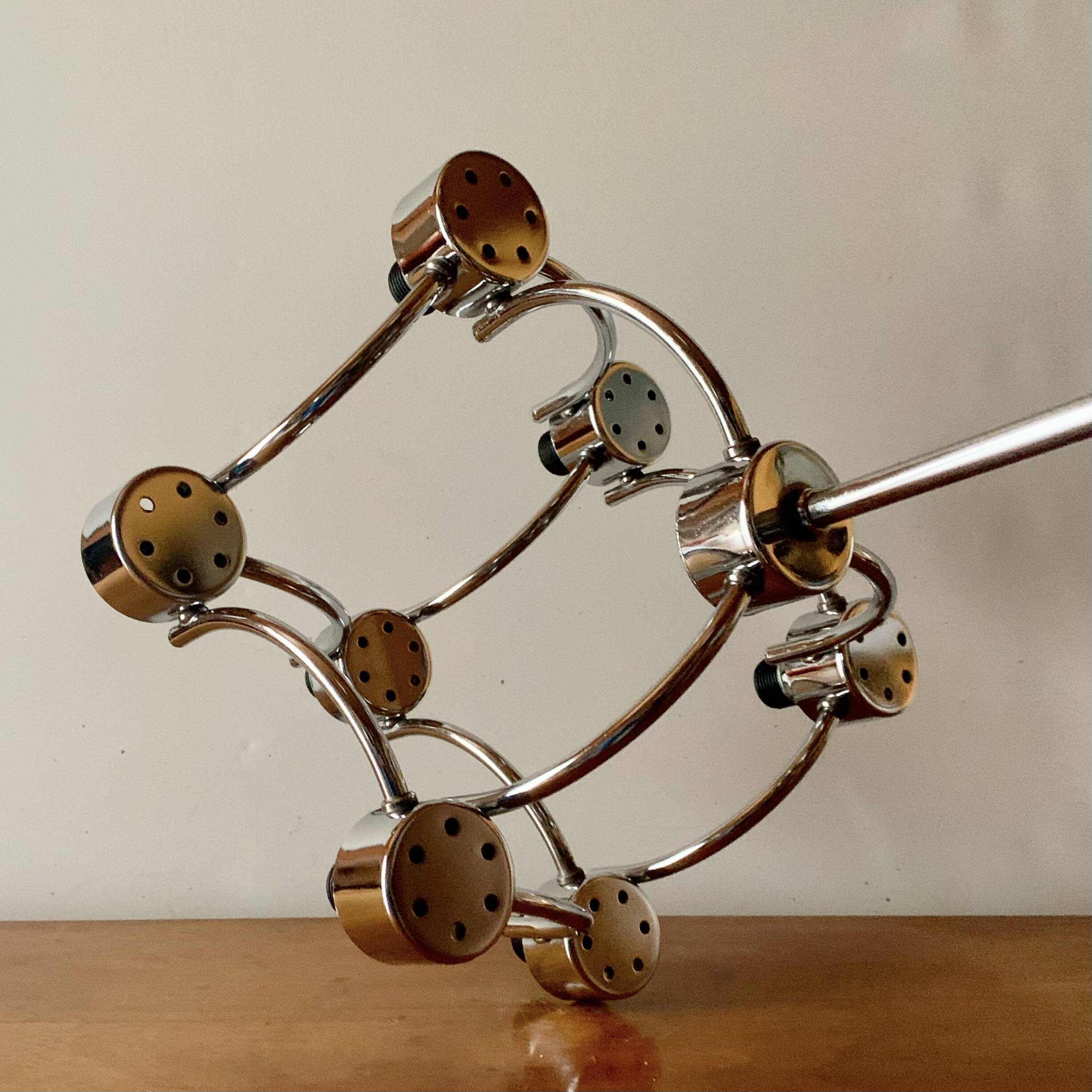 Lustre vintage en métal chromé - Space Age Design - SA Boulanger