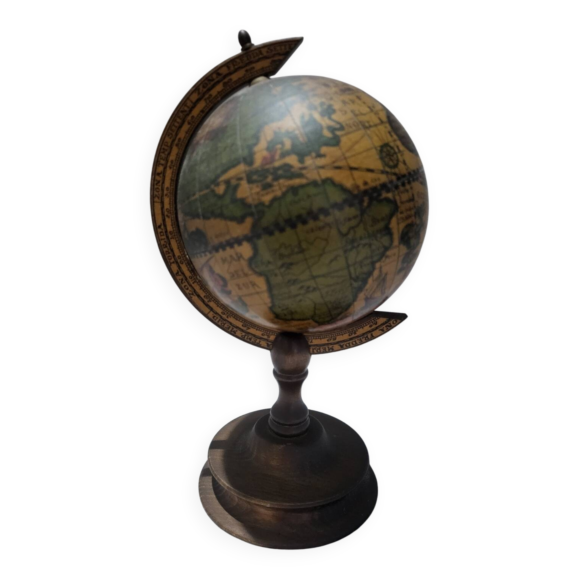 Authentic antique vintage musical globe in wood