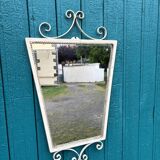 Vintage 1950s ivory metal mirror