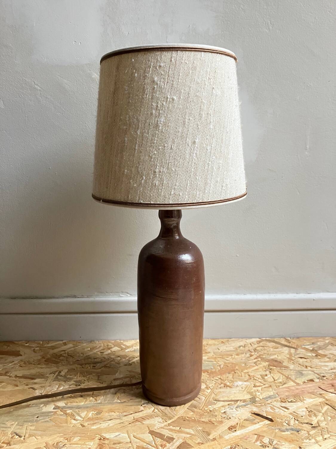 Vintage stoneware bottle lamp