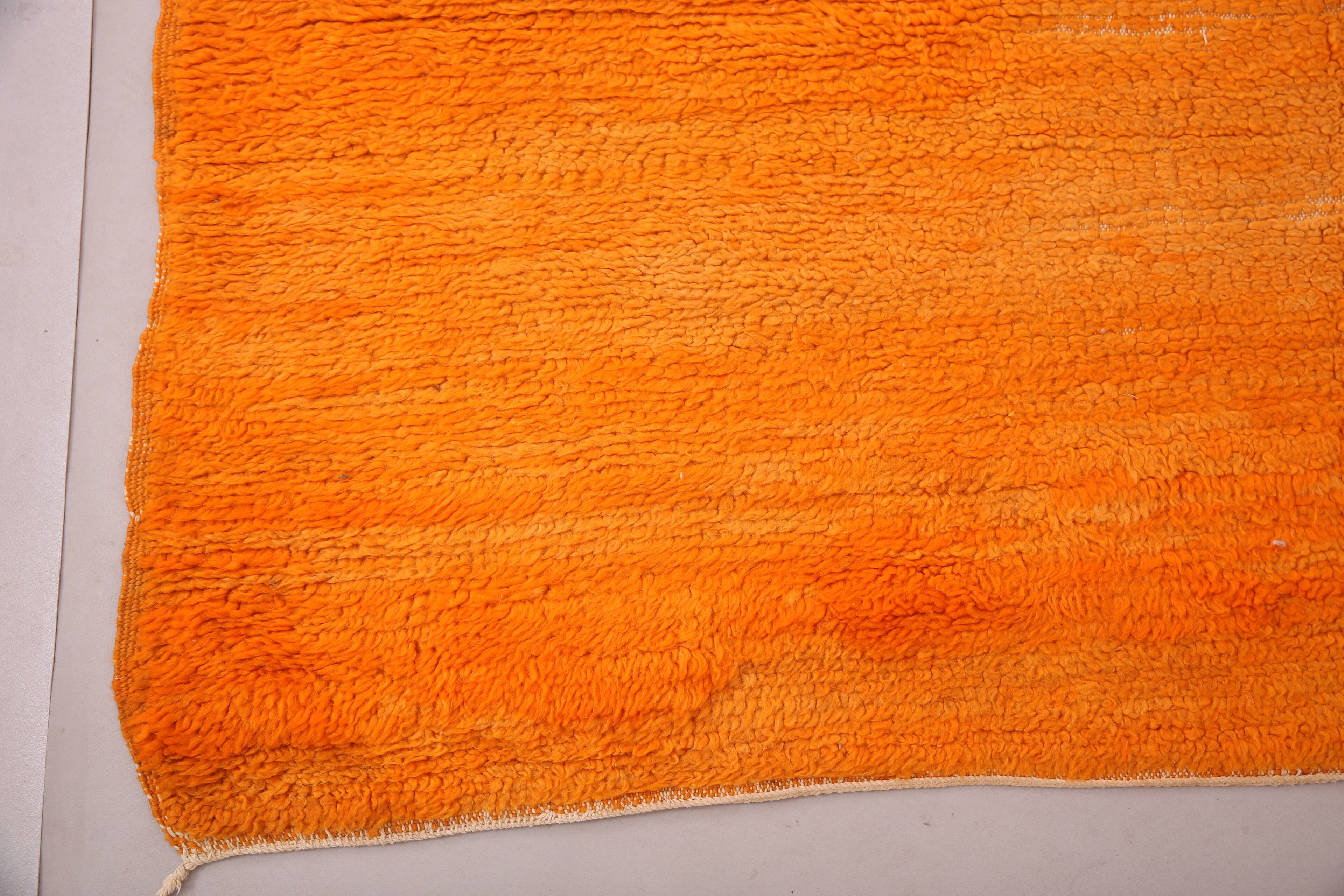 Tapis marocain vintage orange 174 x 255 cm - Tapis en laine berbère - Tapis fait main