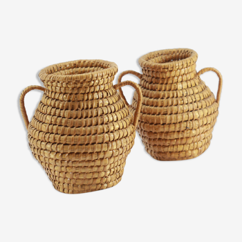 Set of 2 wicker pans