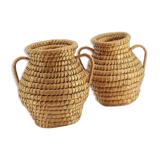 Set of 2 wicker pans
