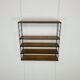 60s wall-mounted string shelf, wood and metal