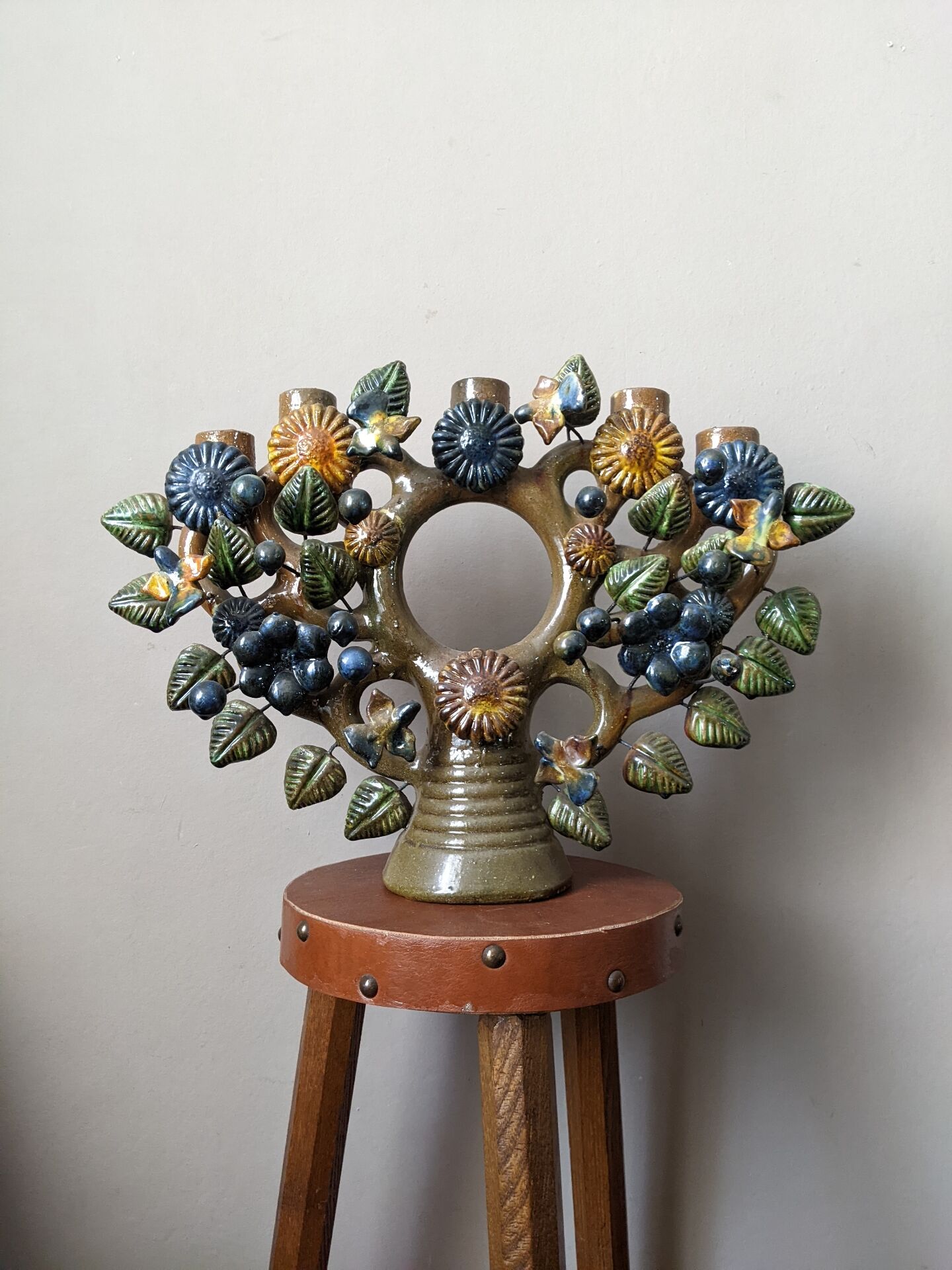Artisanal chandelier tree of life Mexico in ceramic