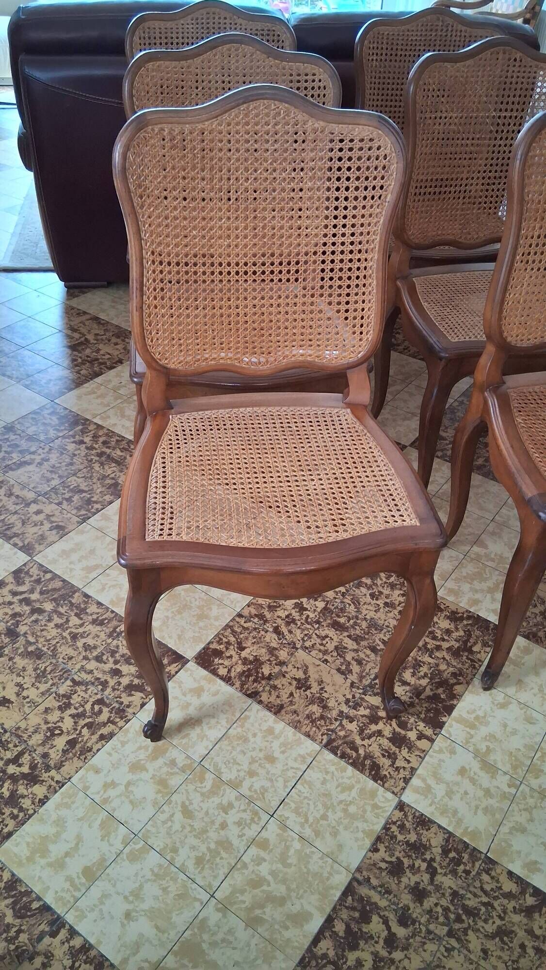 Wooden chairs with caning in Louis XV style