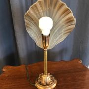 Shell lamp in gilded brass and molded glass 70s