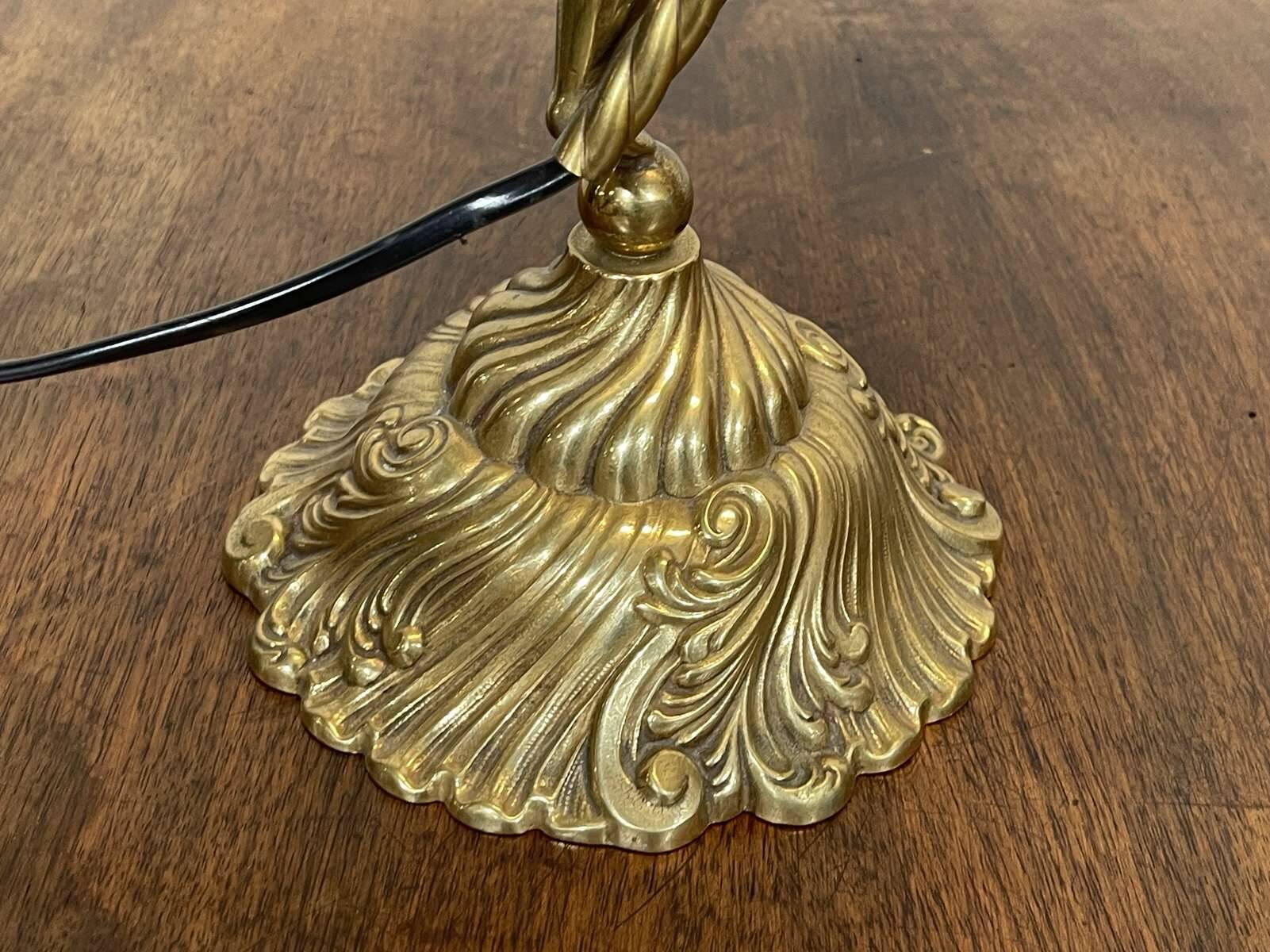 Bronze lamp with glass paste shade - work from the 1970s