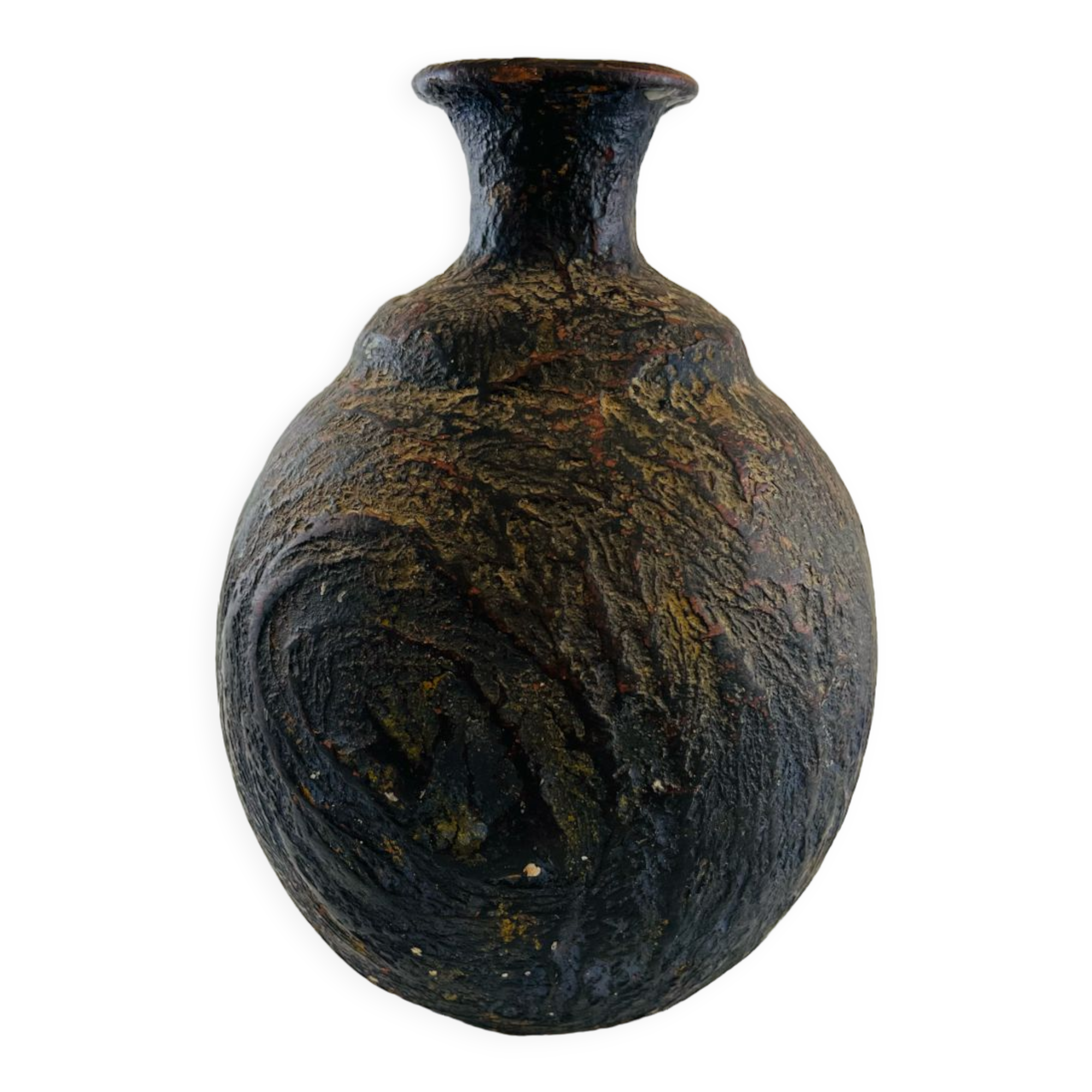 Iridescent black ball vase