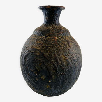 Iridescent black ball vase