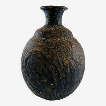 Vase boule noir irisé