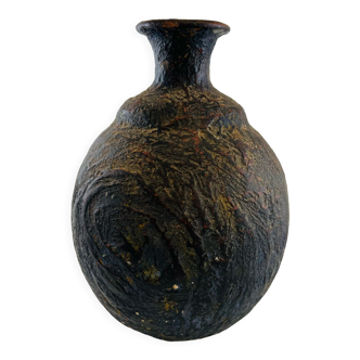 Iridescent black ball vase
