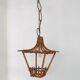 Vintage rattan lamp, old wicker hanging light