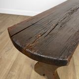 Banc en bois vernis foncé