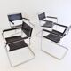 Set de 4 fauteuils Thonet S34 cuir cantilever par Mart Stam