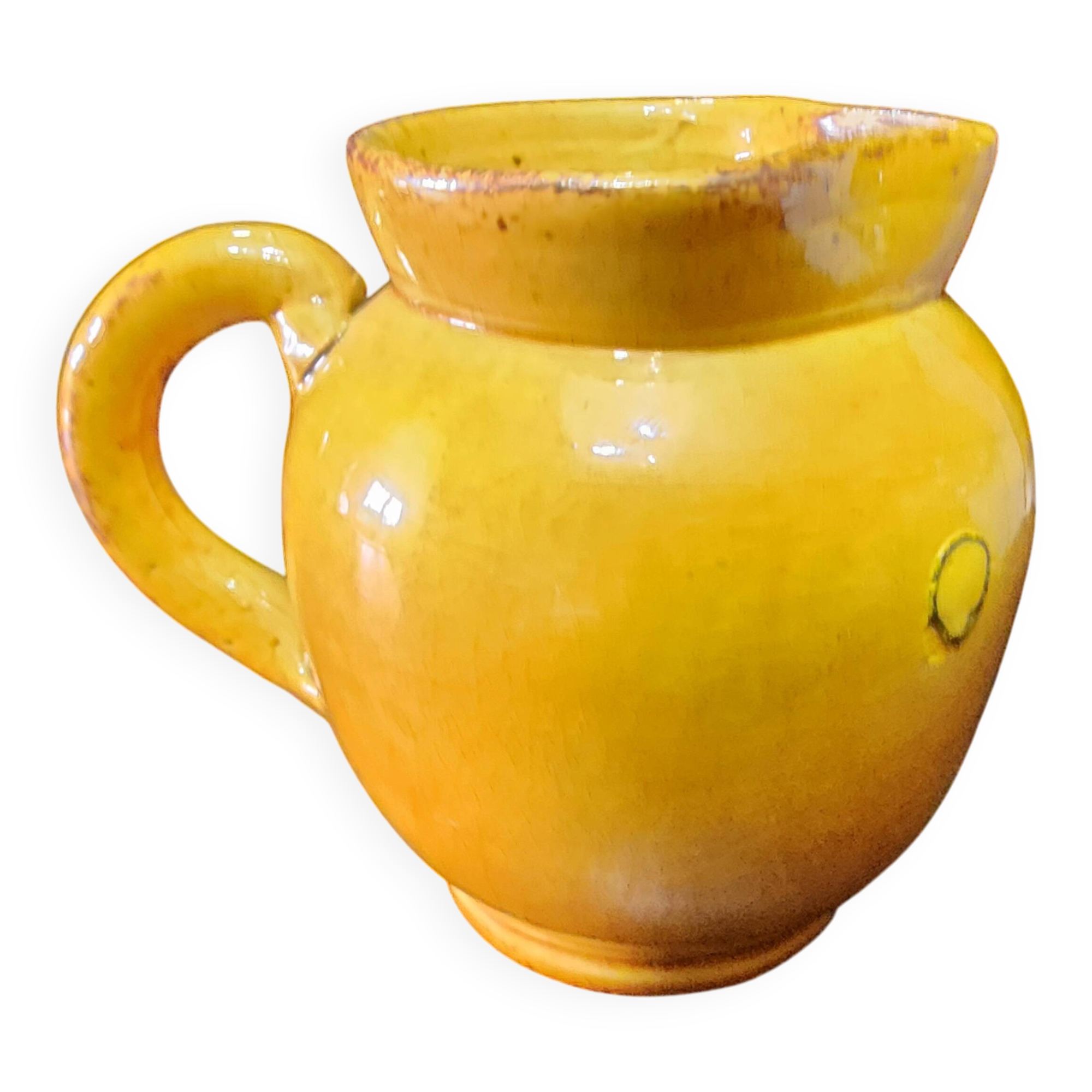vintage ceramic water jug yellow Vallauris h10cm