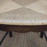 rustic oak armchair straw seat