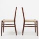 Teak dining chairs with braided rope seat, Belgium 1960s