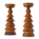Pair of Scandinavian lacquered wooden candle holders