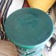 Pedestal column in green ceramic with flower and fruit decoration