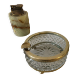 Cendrier cristal et laiton